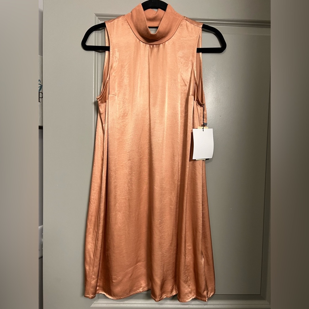 NWT NATION LTD Jett Mock Neck Satin Dress in Bisou - Size Small - Picture 1 of 8